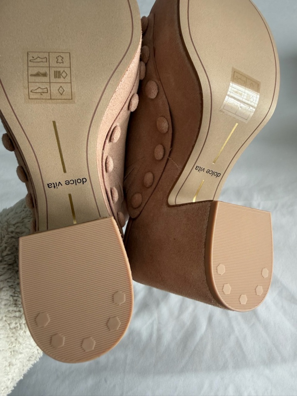 Dolce Vita "Emol" Blush Pink Tan Suede Platform Clog Mules Open Toe Sandal 70s - Picture 15 of 16